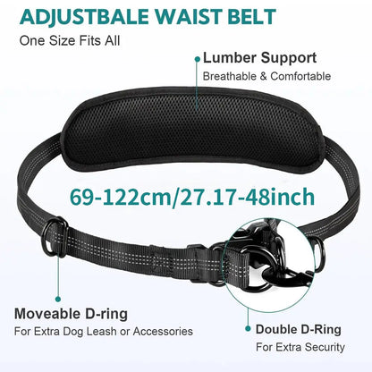 Pipidodo Hands-Free Dog Leash with Waist Bag and Cushioned Pad - Optimal for Running and Walking with One or Two Dogs, Shock-Absorbing Design for Maximum Comfort