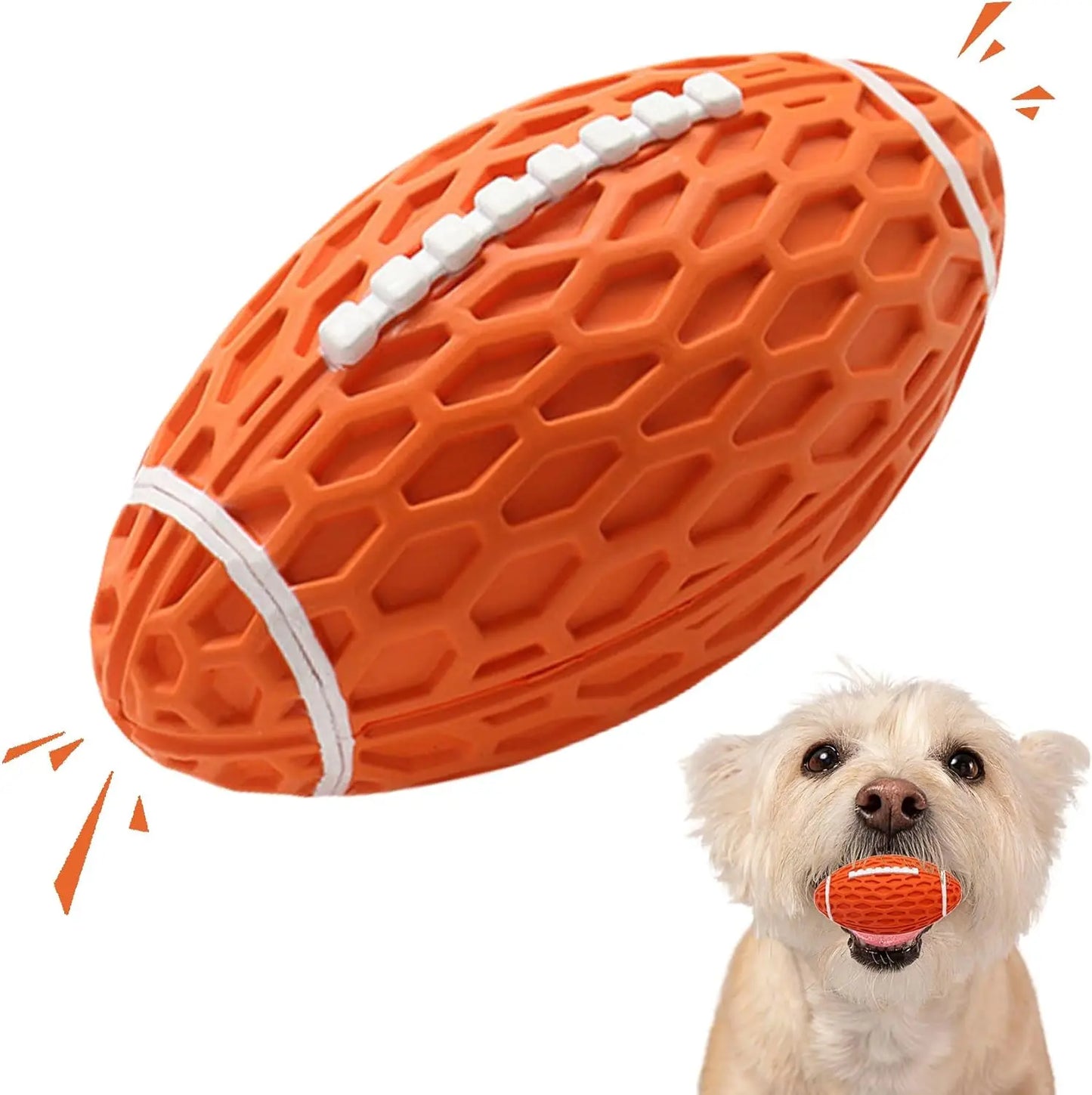 Durable Rubber Football Toy for Aggressive Chewers - Interactive Floating Fetch Ball for Medium to Large Dogs
