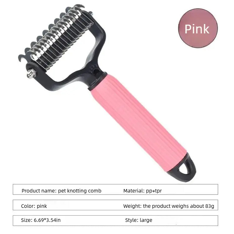 Professional Pet Grooming Tool - Universal Detangling Comb for Dogs with Stainless Steel Double-Sided Design for Efficient Shedding and Matted Hair Removal, Perfect for Daily Coat Care.