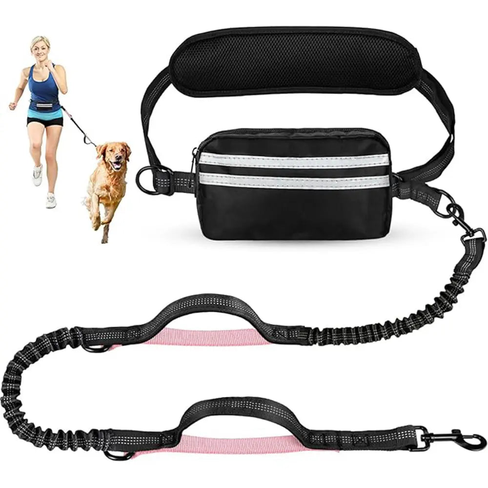 Pipidodo Hands-Free Dog Leash with Waist Bag and Cushioned Pad - Optimal for Running and Walking with One or Two Dogs, Shock-Absorbing Design for Maximum Comfort