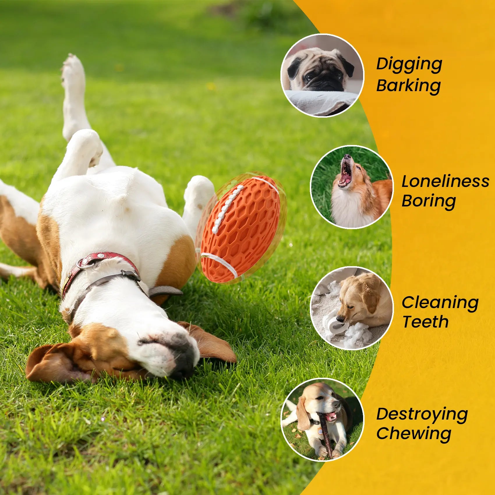Durable Rubber Football Toy for Aggressive Chewers - Interactive Floating Fetch Ball for Medium to Large Dogs