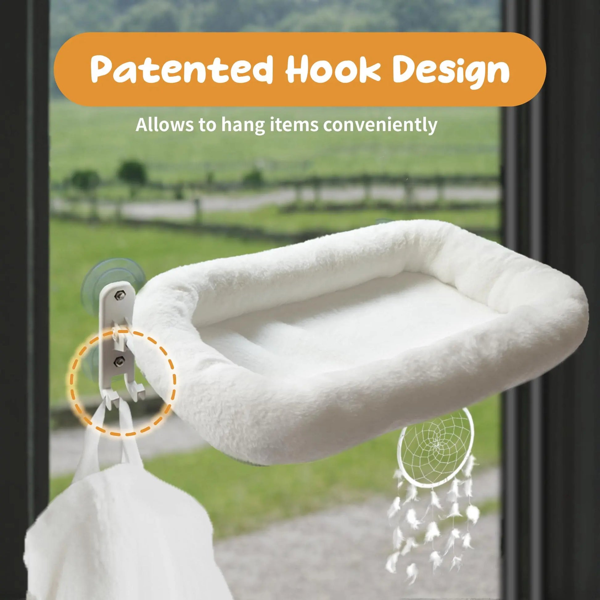 Folding Window Cat Hammock - Cordless, Machine Washable Bed with Durable Metal Frame and Strong Suction Cups, Ideal Perch for Cats and Small Dogs