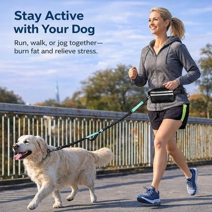 Pipidodo Hands-Free Dog Leash with Waist Bag and Cushioned Pad - Optimal for Running and Walking with One or Two Dogs, Shock-Absorbing Design for Maximum Comfort
