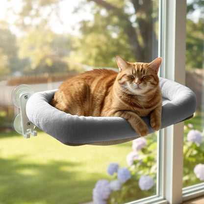 Folding Window Cat Hammock - Cordless, Machine Washable Bed with Durable Metal Frame and Strong Suction Cups, Ideal Perch for Cats and Small Dogs