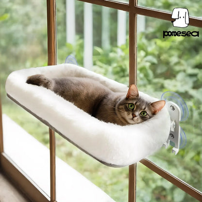 Folding Window Cat Hammock - Cordless, Machine Washable Bed with Durable Metal Frame and Strong Suction Cups, Ideal Perch for Cats and Small Dogs