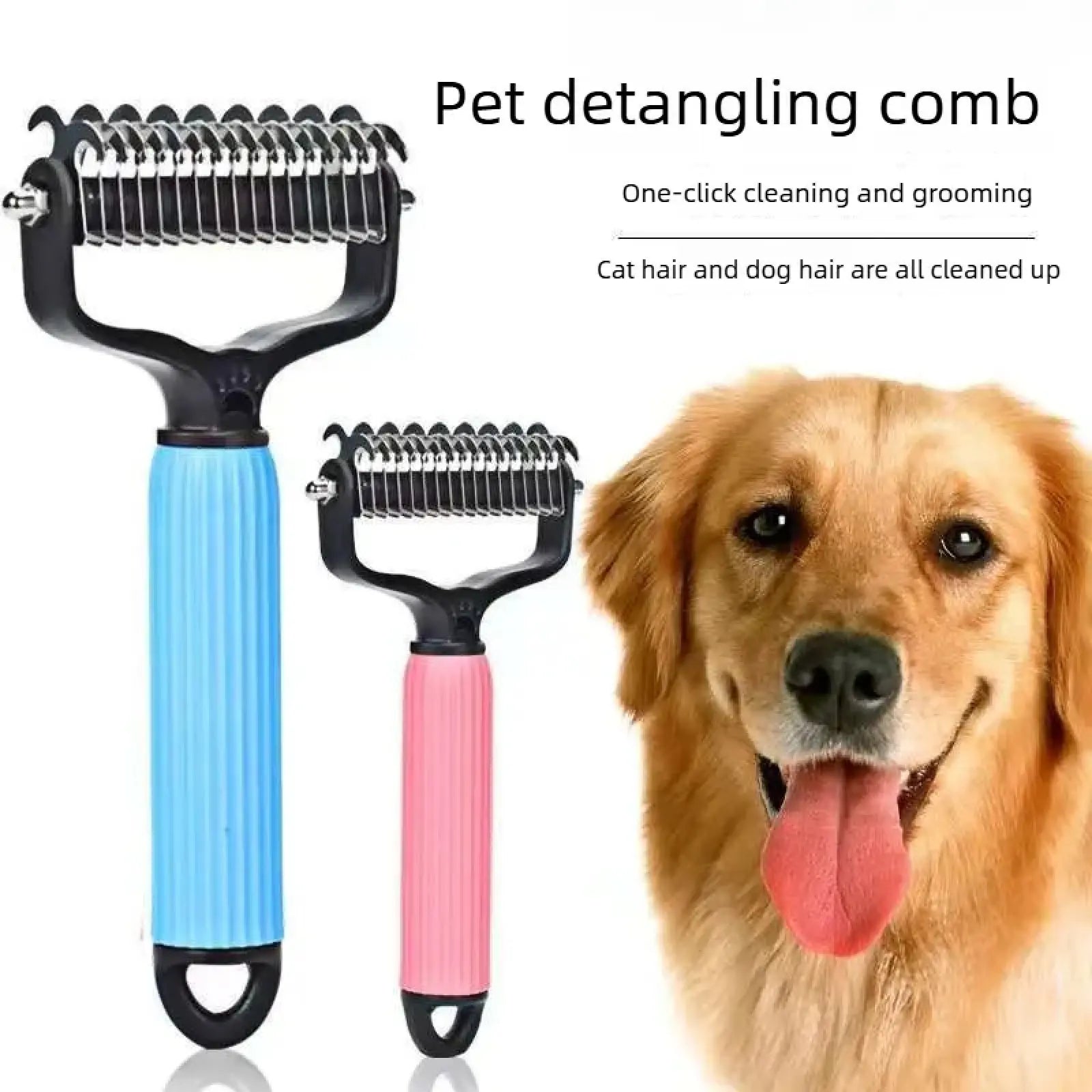 Professional Pet Grooming Tool - Universal Detangling Comb for Dogs with Stainless Steel Double-Sided Design for Efficient Shedding and Matted Hair Removal, Perfect for Daily Coat Care.