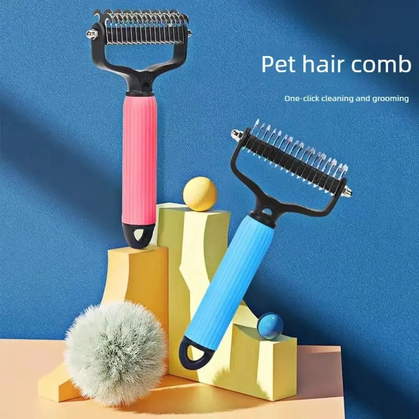 Professional Pet Grooming Tool - Universal Detangling Comb for Dogs with Stainless Steel Double-Sided Design for Efficient Shedding and Matted Hair Removal, Perfect for Daily Coat Care.