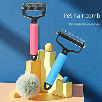 Professional Pet Grooming Tool - Universal Detangling Comb for Dogs with Stainless Steel Double-Sided Design for Efficient Shedding and Matted Hair Removal, Perfect for Daily Coat Care.