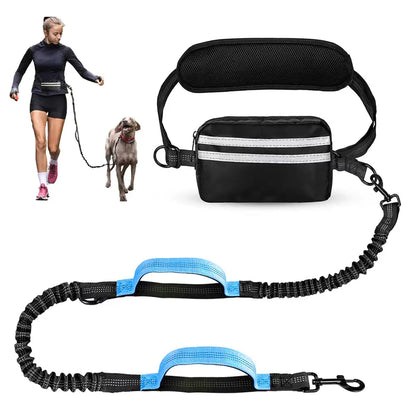 Pipidodo Hands-Free Dog Leash with Waist Bag and Cushioned Pad - Optimal for Running and Walking with One or Two Dogs, Shock-Absorbing Design for Maximum Comfort