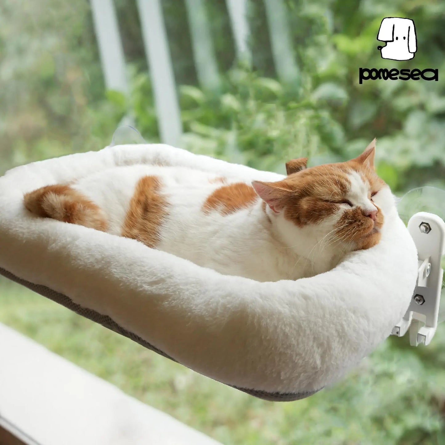 Folding Window Cat Hammock - Cordless, Machine Washable Bed with Durable Metal Frame and Strong Suction Cups, Ideal Perch for Cats and Small Dogs