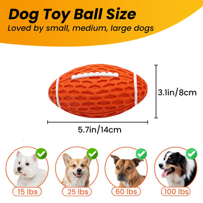 Durable Rubber Football Toy for Aggressive Chewers - Interactive Floating Fetch Ball for Medium to Large Dogs
