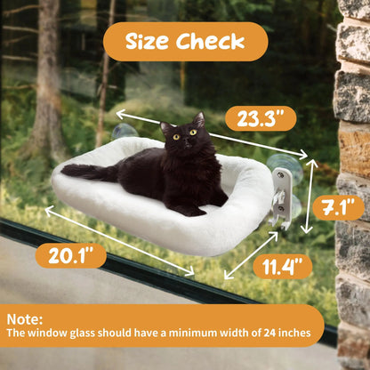 Folding Window Cat Hammock - Cordless, Machine Washable Bed with Durable Metal Frame and Strong Suction Cups, Ideal Perch for Cats and Small Dogs